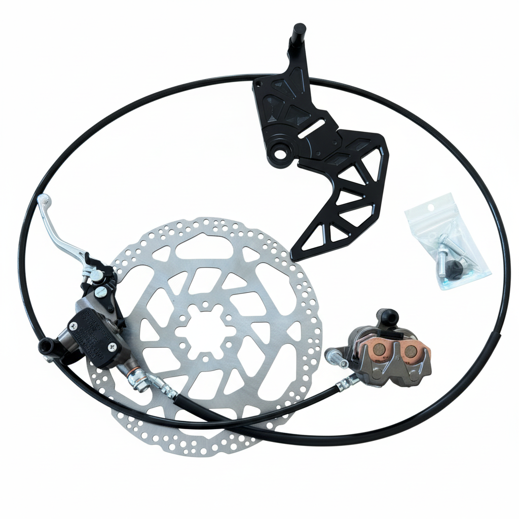 E-bike brake components with white background